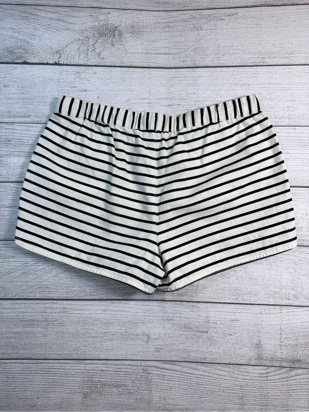 J. Crew White and Black Striped Cotton Drawstring Athletic Shorts
